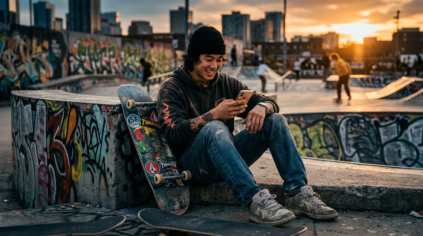 Kai at the skatepark